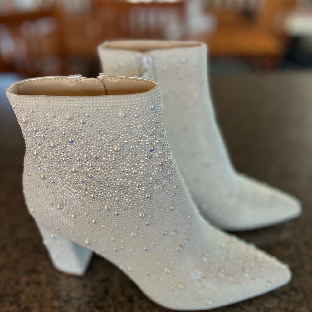 Betsey Johnson pearl beaded boots